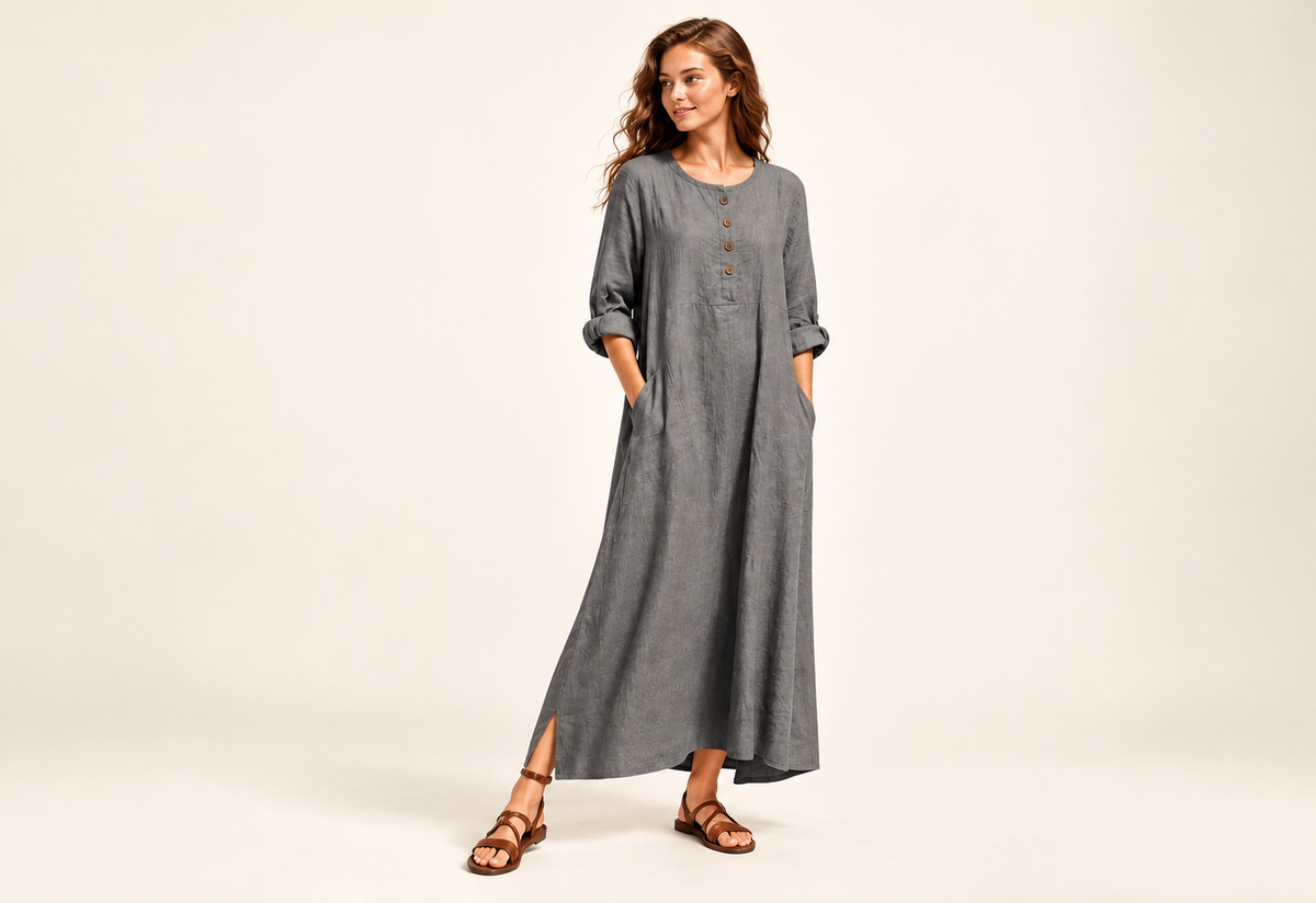 Vestido largo holgado con bolsillos — foto de catálogo