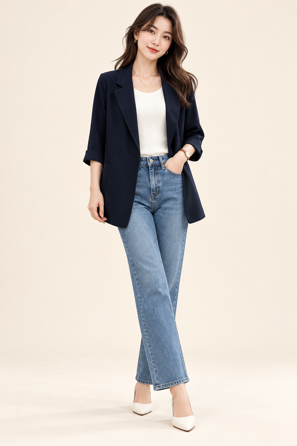 Chaqueta ligera azul marino tipo blazer — fotografía de catálogo