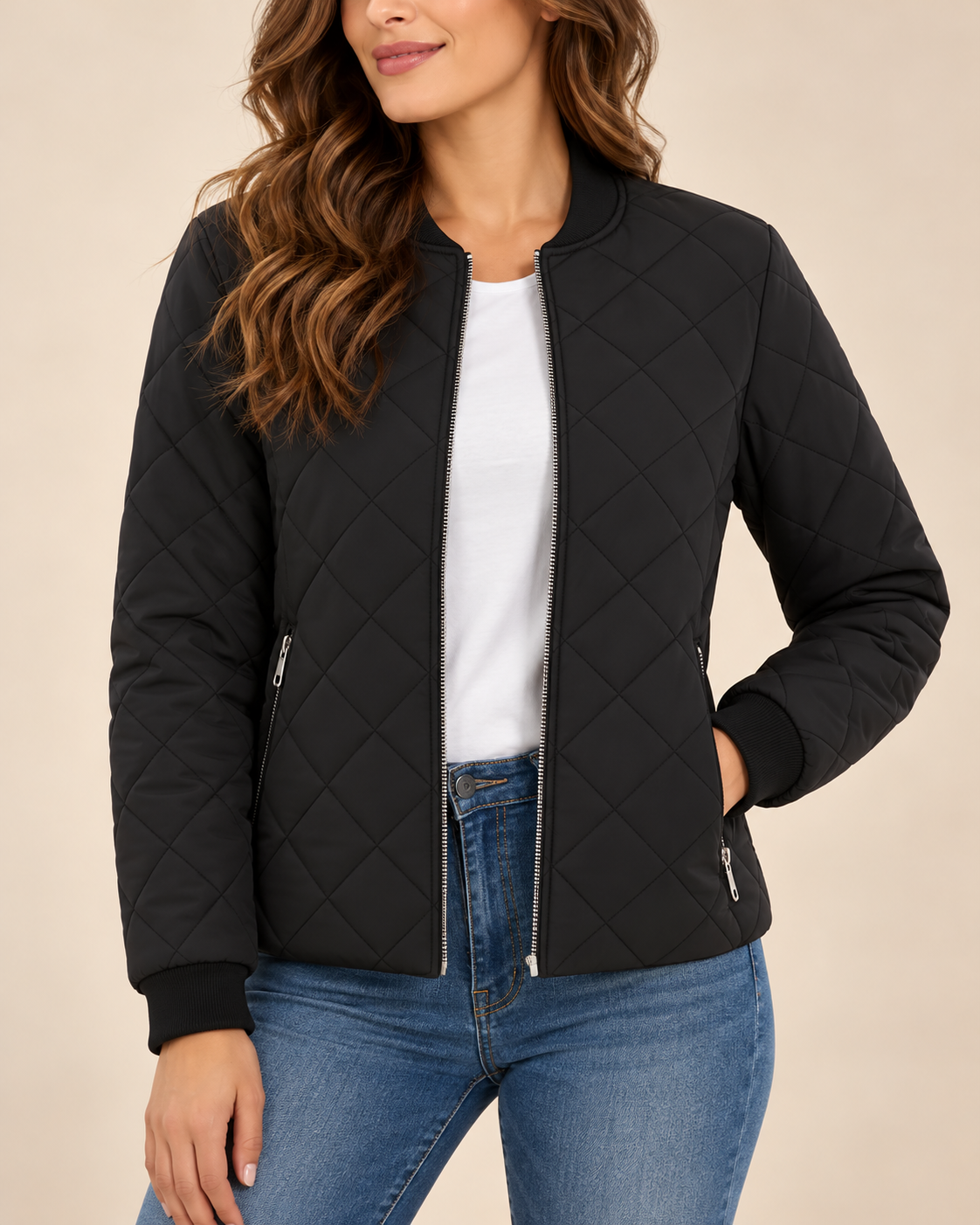 Chaqueta acolchada negra para mujer